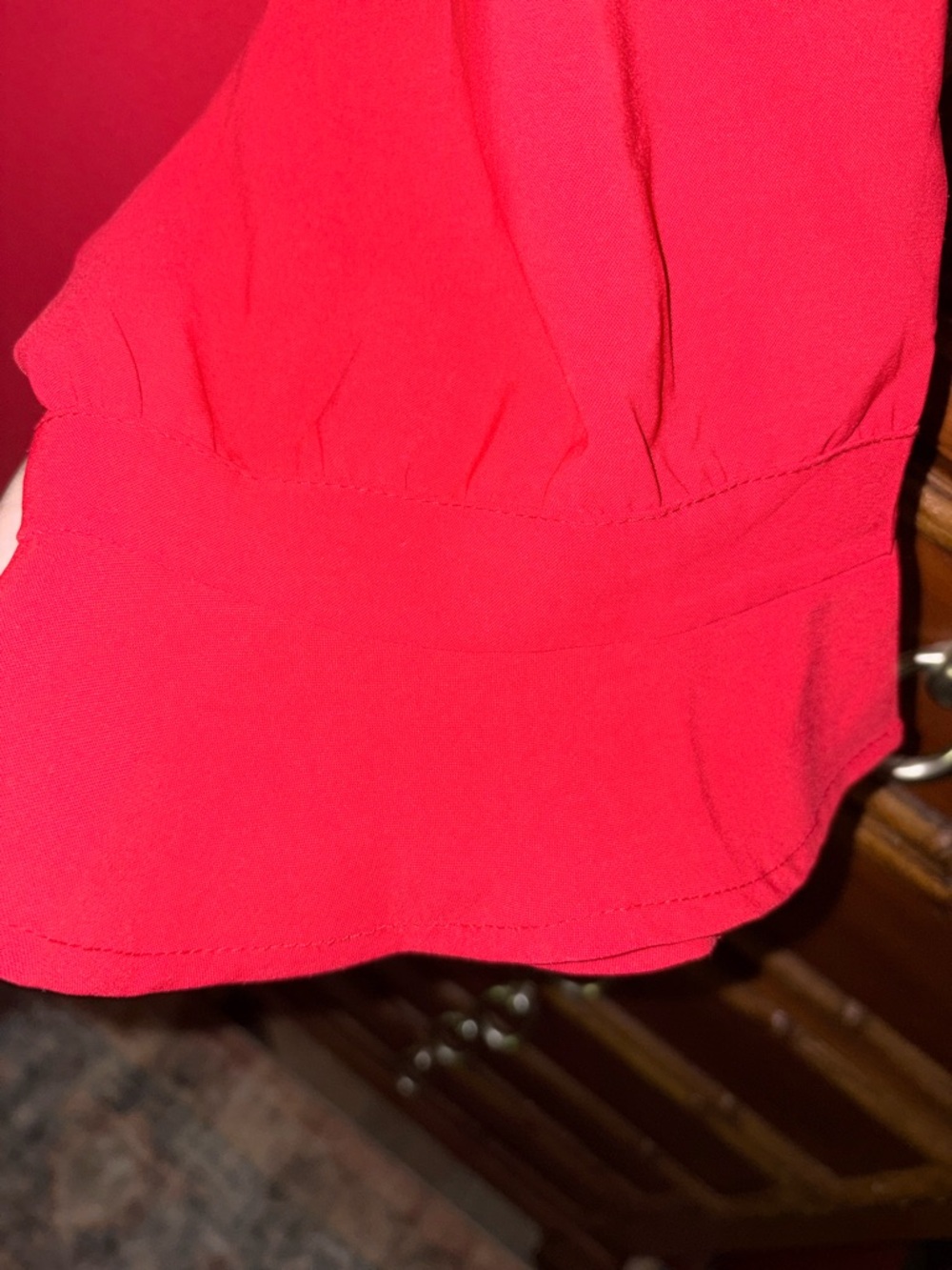 Red V-Neck Tunic Dress - Women's Classic Shift - Picture 3 of 4